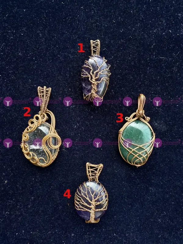 Wire winded oval pendant