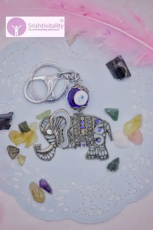 Evil Eye Elephant Keychain